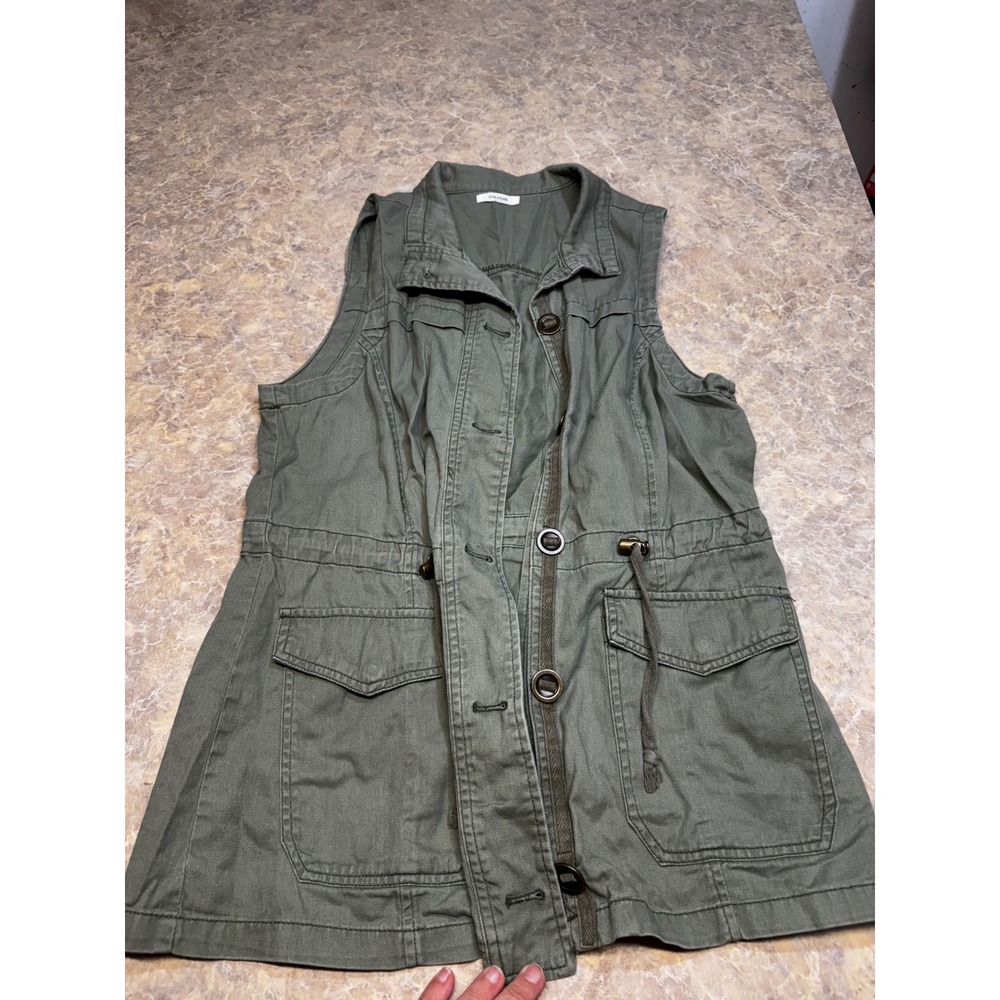 Maurices Olive Green Utility Vest Lace Up Back Cotton Military Cargo Jacket